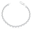 Pulseira Masculina De Prata 925 Elo Cadeado 5mm Comprimento 22 cm Diâmetro 22 cm