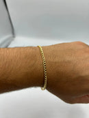 Pulseira Ouro 18k Masculina Grumet Oca Grossa 4mm 2,9 Gramas Comprimento 21 cm